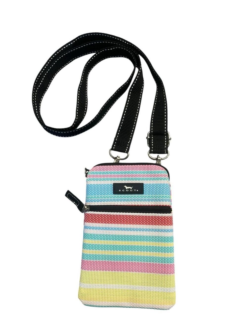 Scout multicolored striped poly pocket crossbody poly woven bag purse